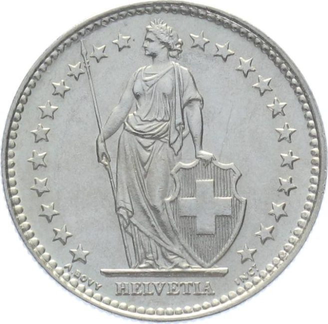 2 Franken 1931 B - vorzüglich bis unzirkuliert